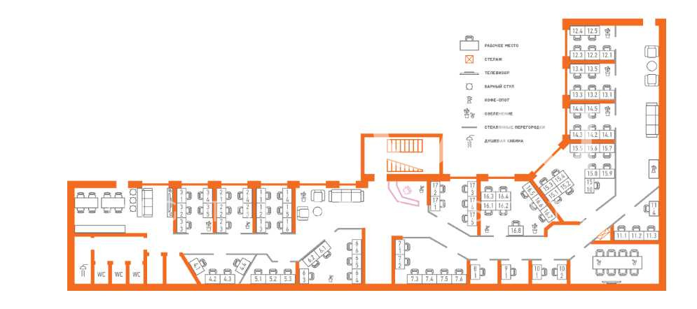Планировка офиса 10-606 м², 4 этаж, Административное здание «BERTHOLD CENTRE»